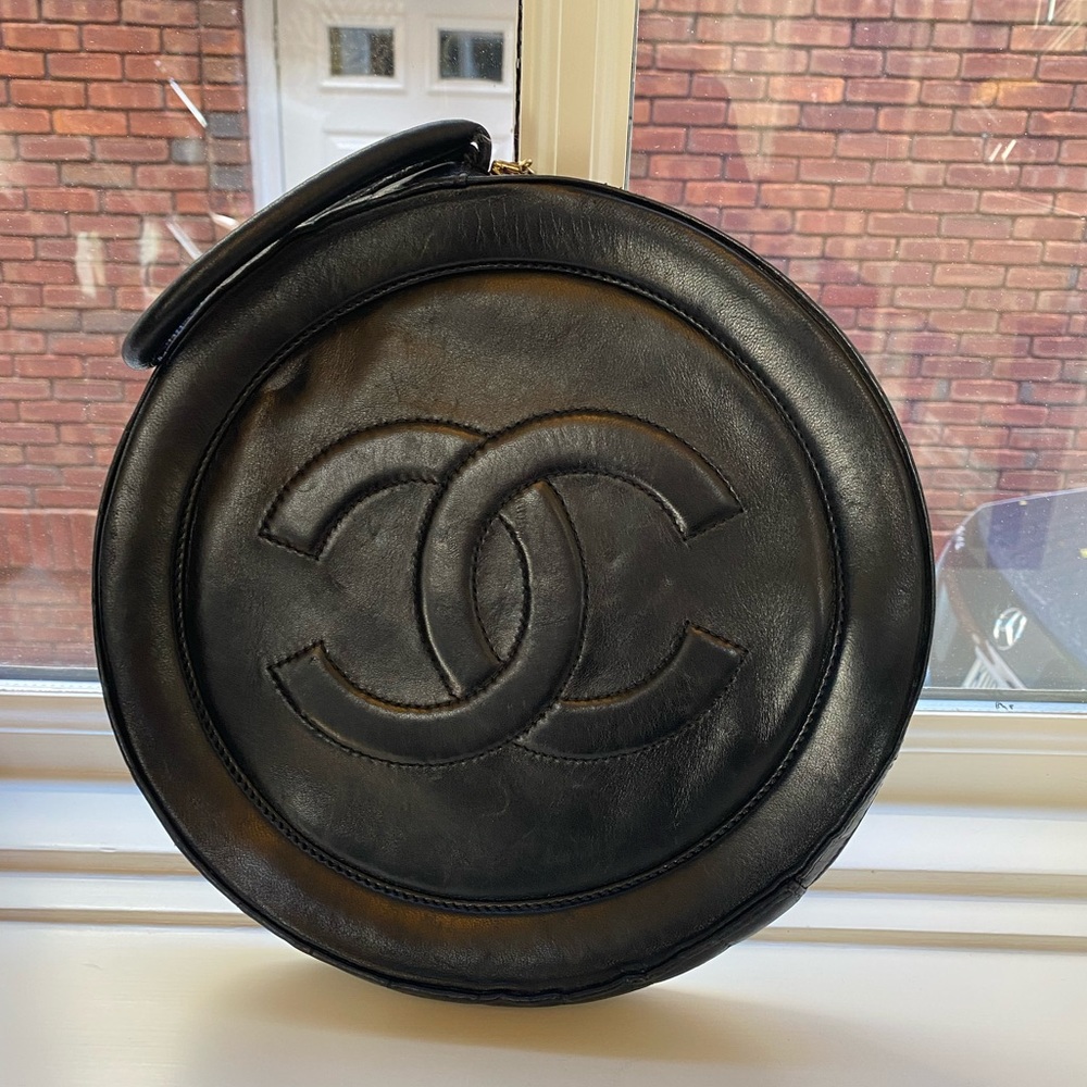 Vintage Chanel round black bag